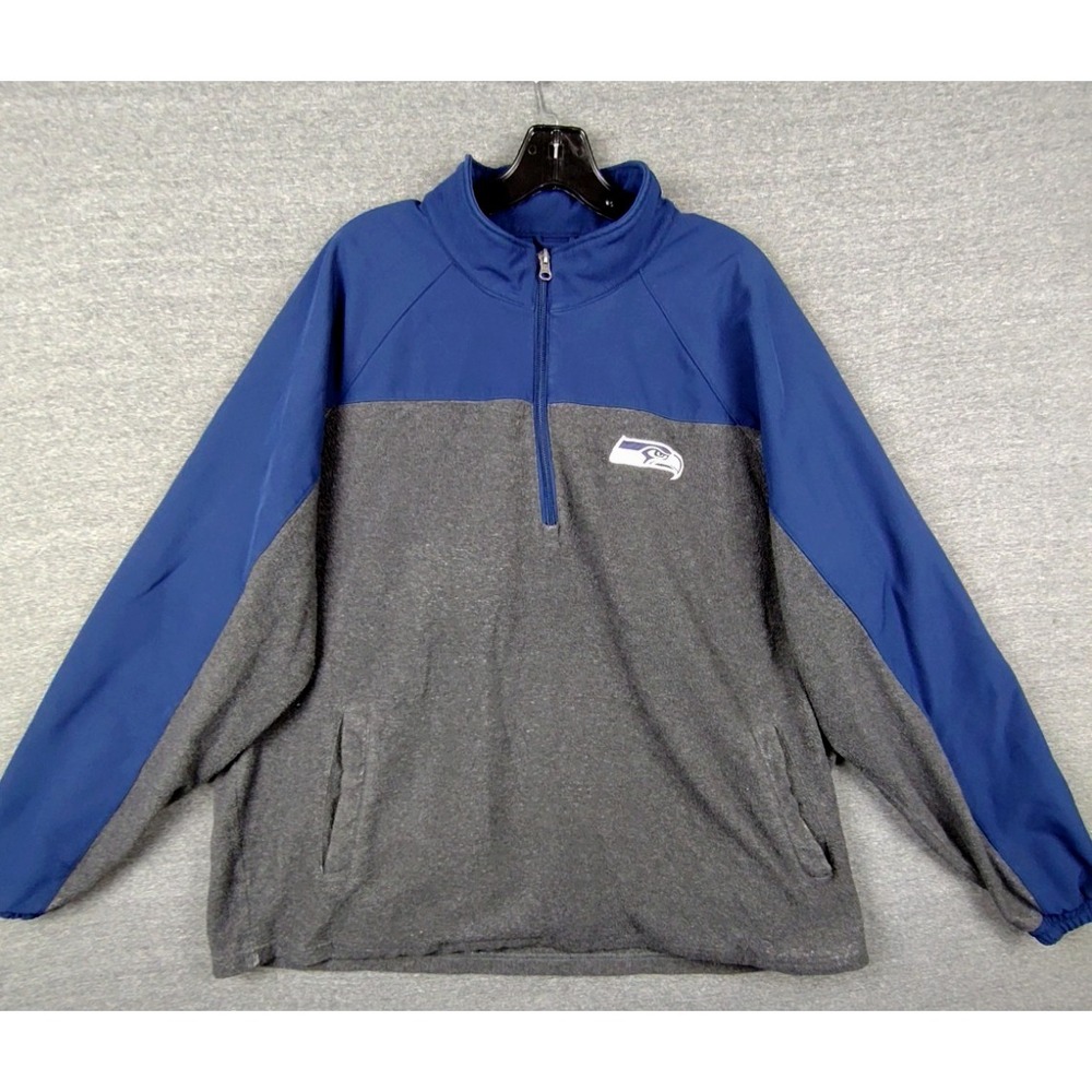 Seattle Seahawks Adult Jacket 2XL Gray Blue 1/4 Zip Fleece Team Apparel NFL